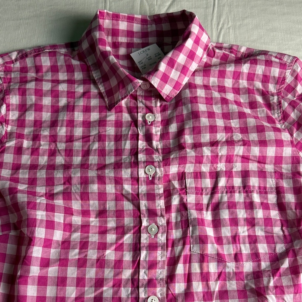 J. Crew Women's Pink Checkered Long Sleeve Button Down Shirt Size S NWT - Picture 4 of 12